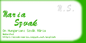maria szvak business card